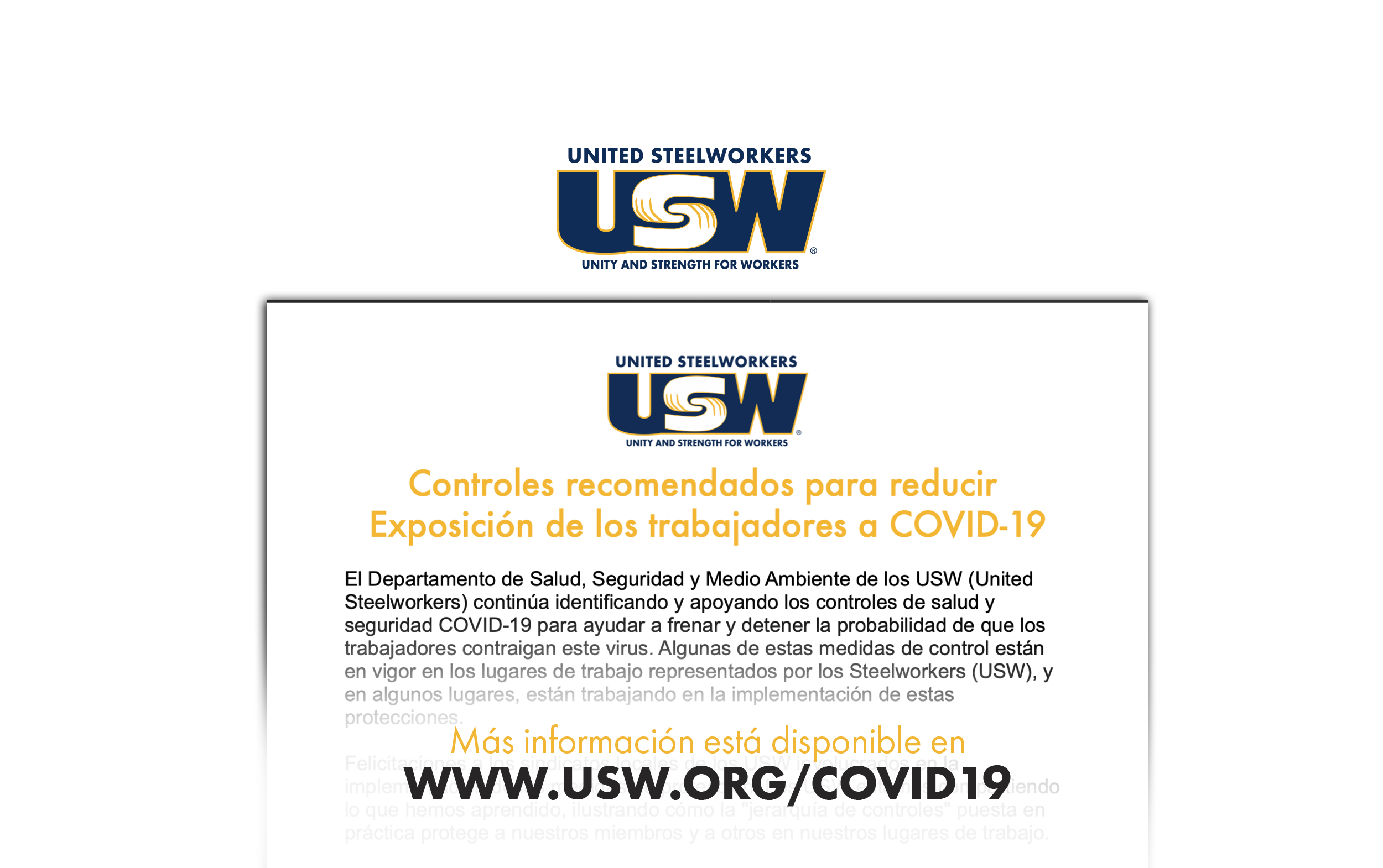 COVID-19: Recommended Controls to Reduce Worker Exposures to COVID-19 in English and en Español