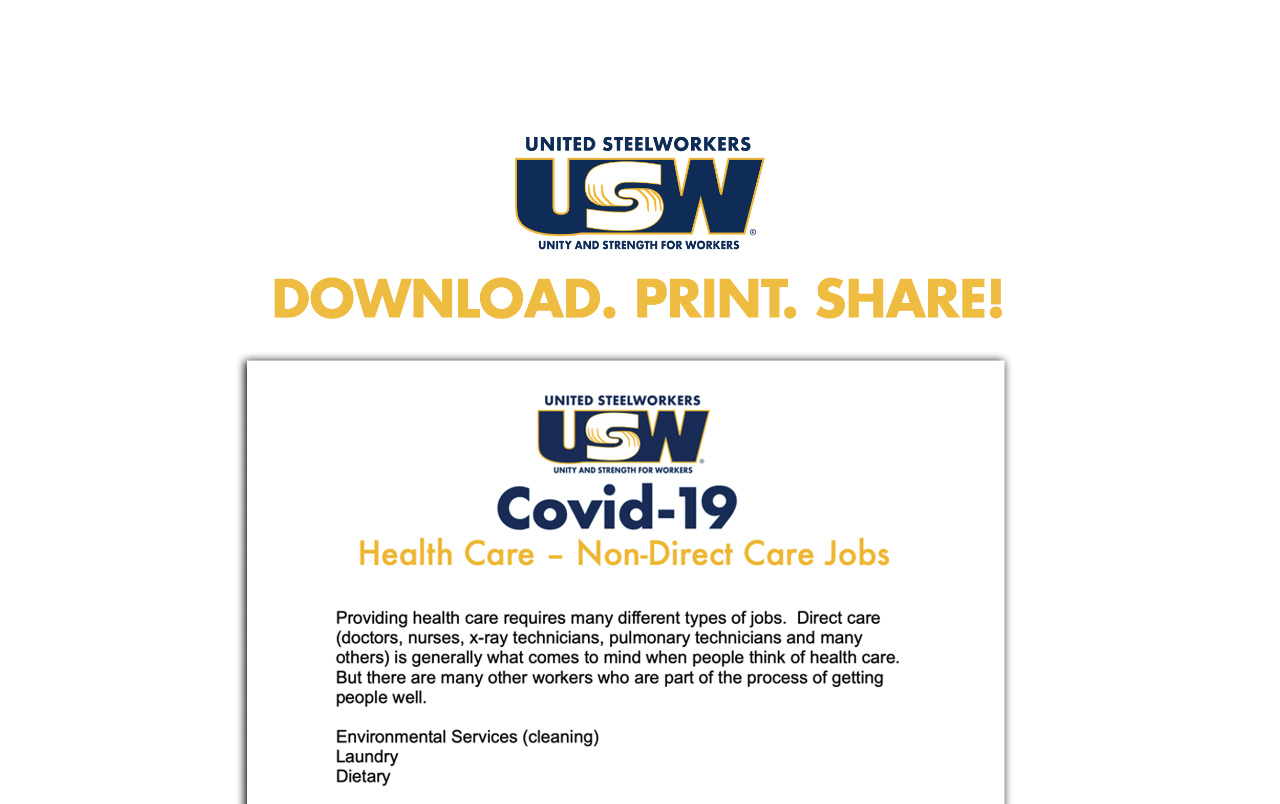 COVID-19: A Guide for Health Care, Non-direct Workers
