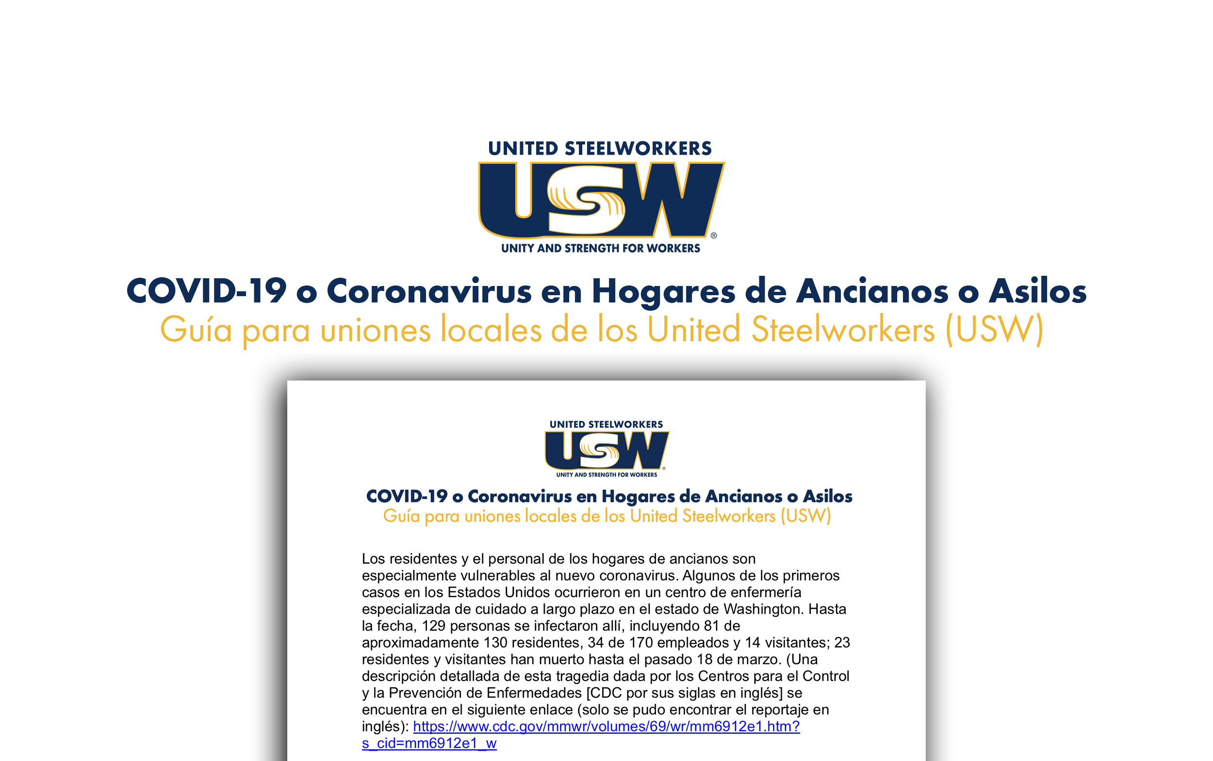 COVID-19 in Nursing Homes: A Guide for USW Local Unions in English and en Español