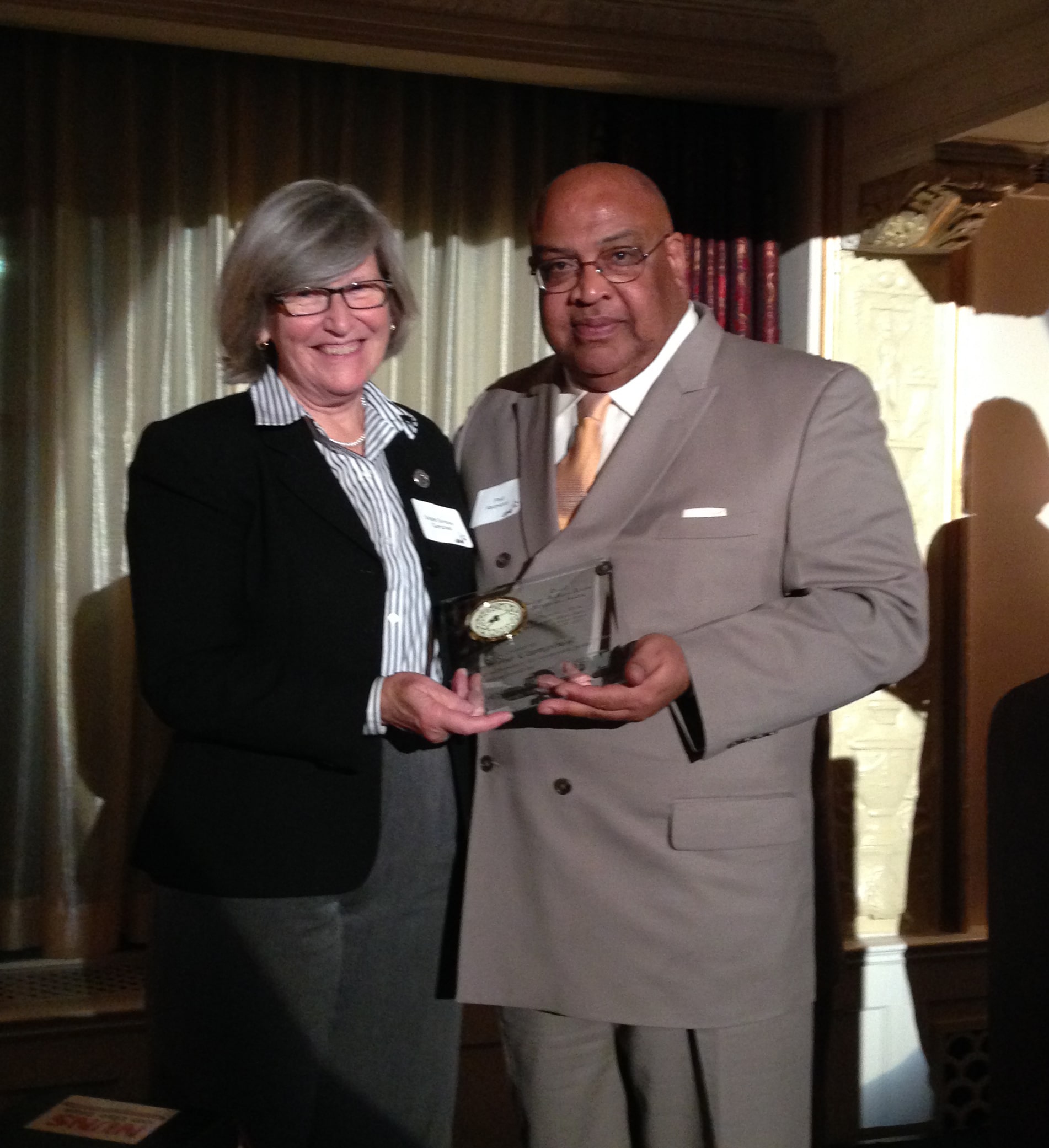 USW International Vice President Fred Redmond and award recipient Sister Simone Campbell