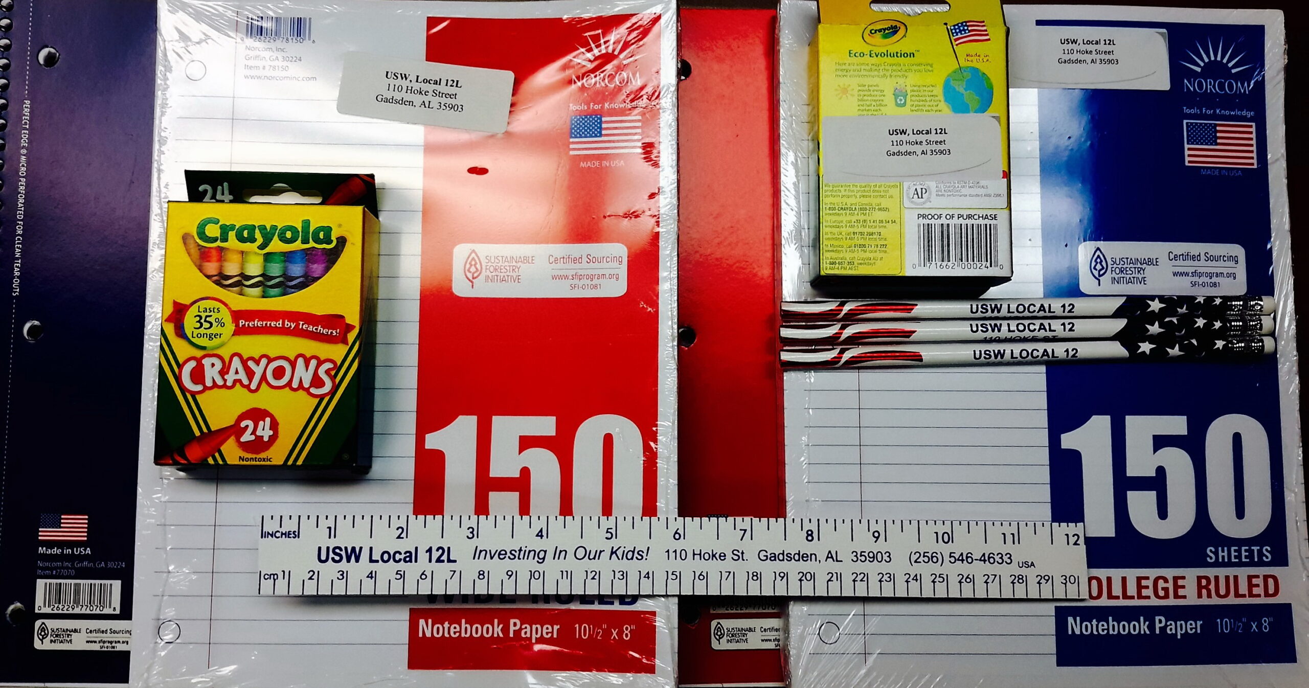 Local 12L school supplies for membership